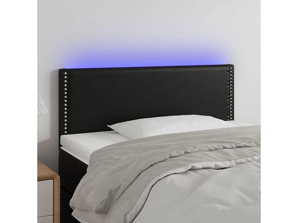Hoofdbord | Hoofdeinde LED 90x5x78/88 cm kunstleer zwart