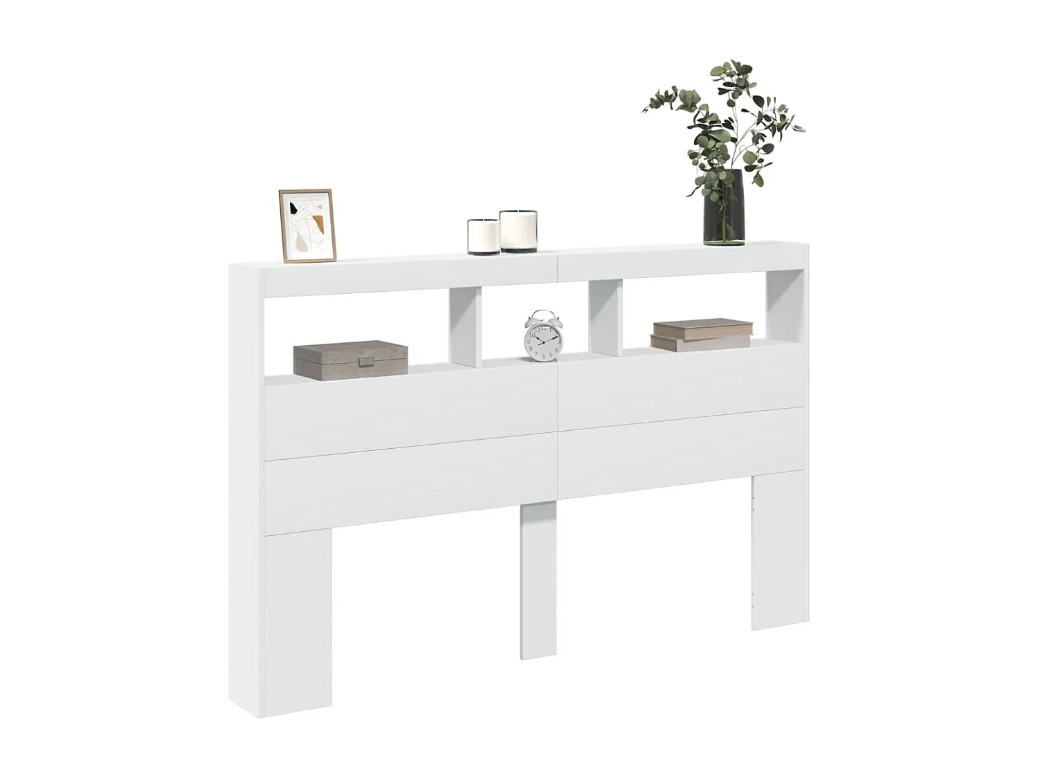 Tête de Lit avec rangement | Armoire de tête de lit avec LED blanc 160x17x102 cm