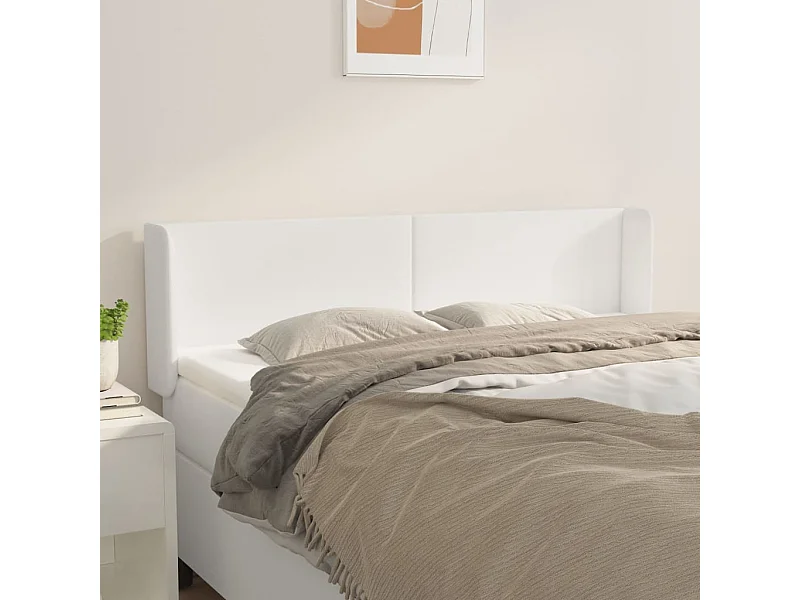 Tête de Lit | Panneau de tête pour lit Moderne avec oreilles Blanc 147x16x78/88 cm Similicuir