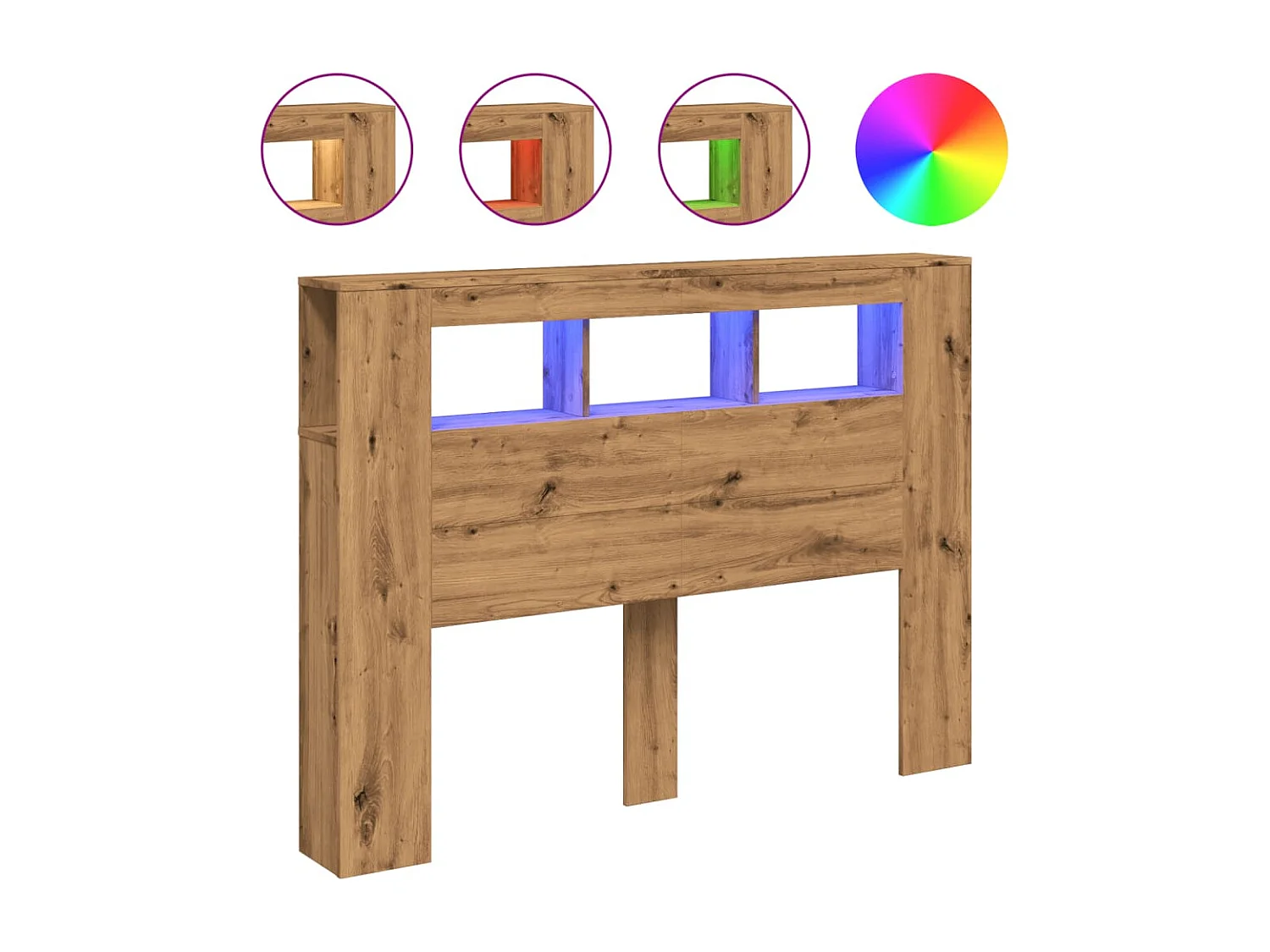 Tête de Lit | Panneau de tête pour lit Moderne à LED chêne artisanal 140x18,5x103,5 cm