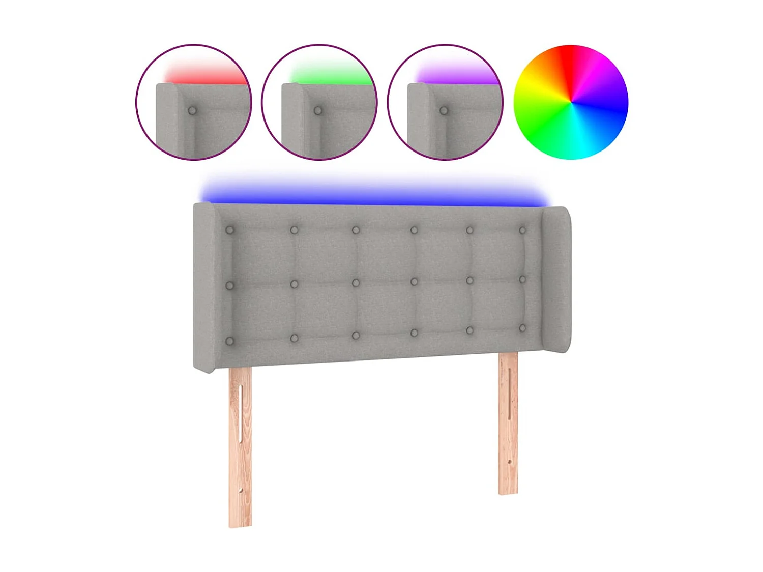 Hoofdbord | Hoofdeinde LED 83x16x78/88 cm stof lichtgrijs
