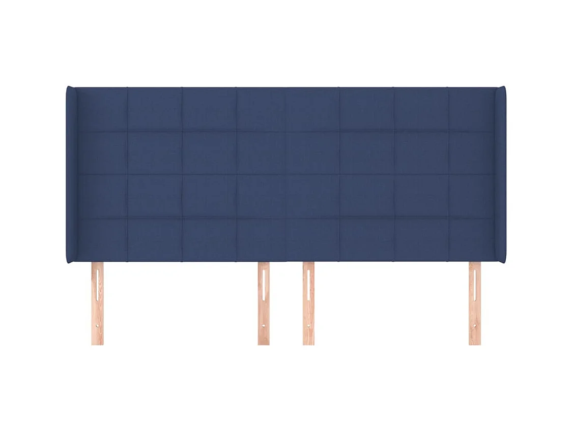 Cabecero | Cabezal de Cama | Mueble cabecero con orejas de tela azul 163x16x118/128 cm