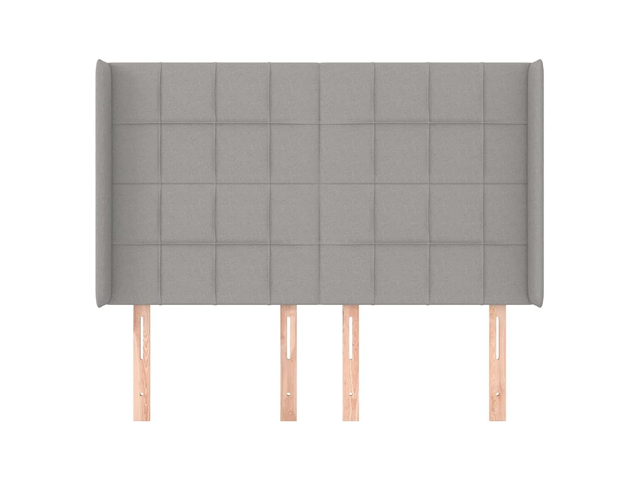 Tête de Lit | Panneau de tête pour lit Moderne avec oreilles Gris clair 147x16x118/128 cm Tissu