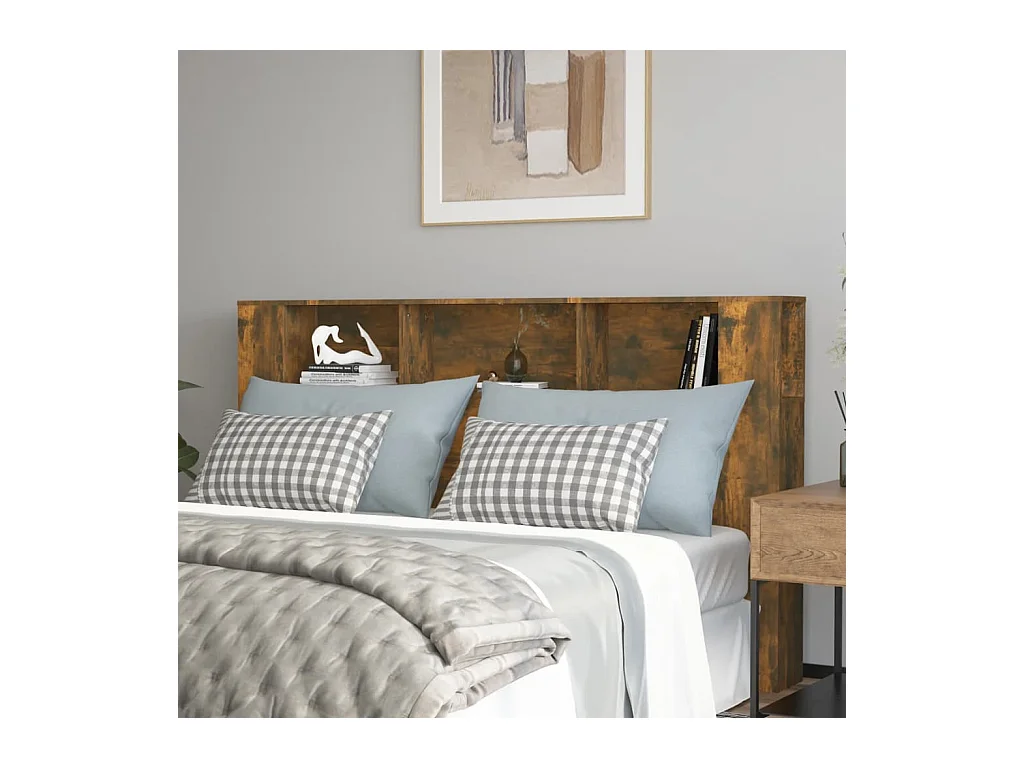 Cabecero de Cama | Cabezal de Cama | Mueble cabecero roble ahumado 180x18,5x104,5 cm