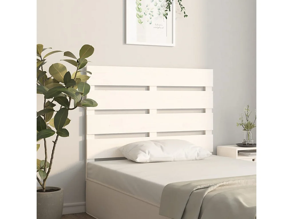 Tête de Lit | Panneau de tête pour lit Moderne Blanc 75x3x80 cm Bois massif de pin