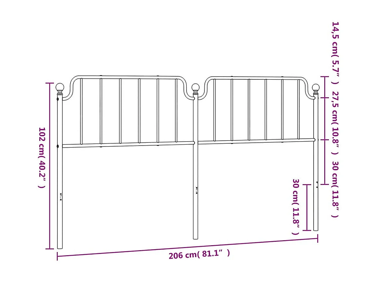 Tête de Lit | Panneau de tête pour lit Moderne métal blanc 200 cm