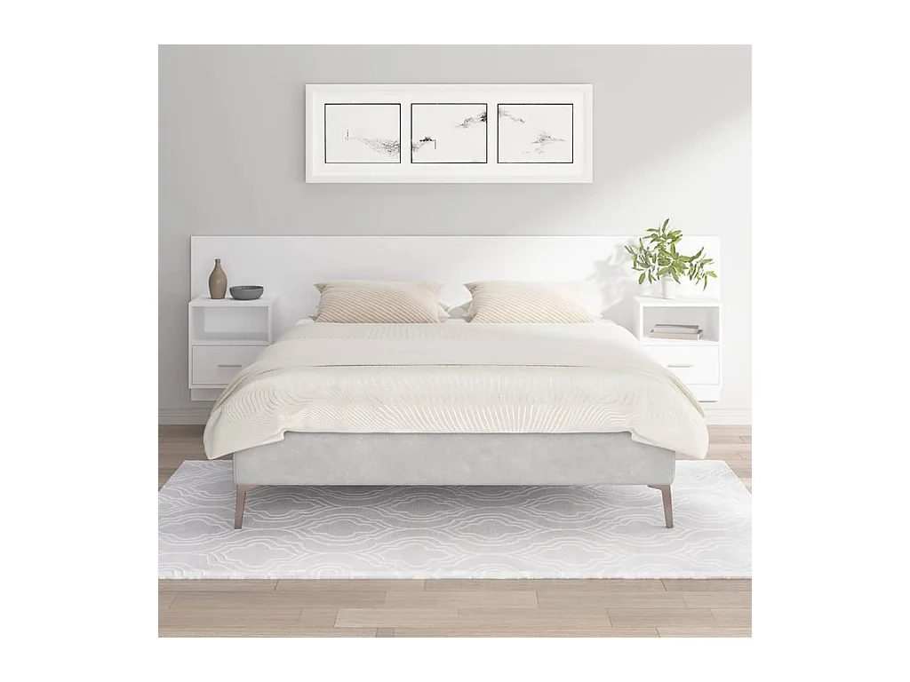 Tête de Lit avec rangement | Tête de lit avec armoires Blanc Bois d'ingénierie