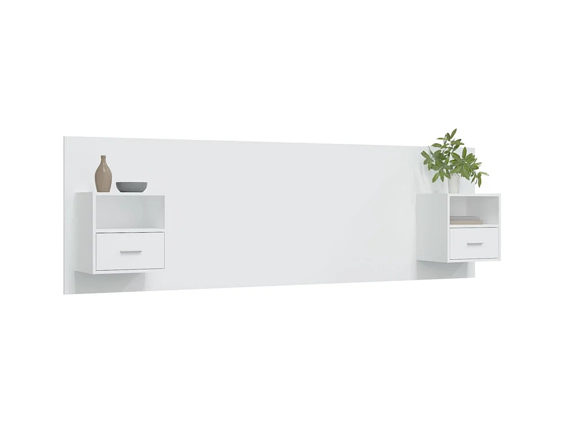 Tête de Lit avec rangement | Tête de lit avec armoires Blanc Bois d'ingénierie