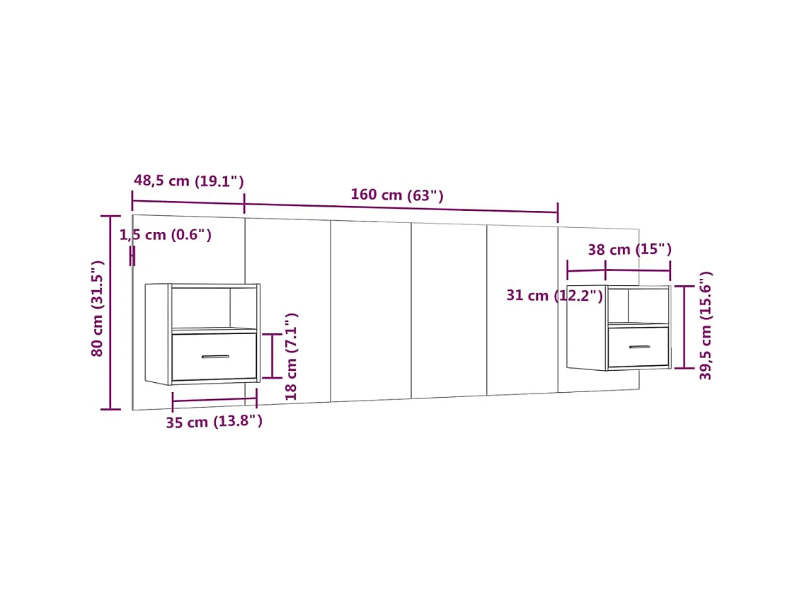 Tête de Lit avec rangement | Tête de lit avec armoires Blanc Bois d'ingénierie
