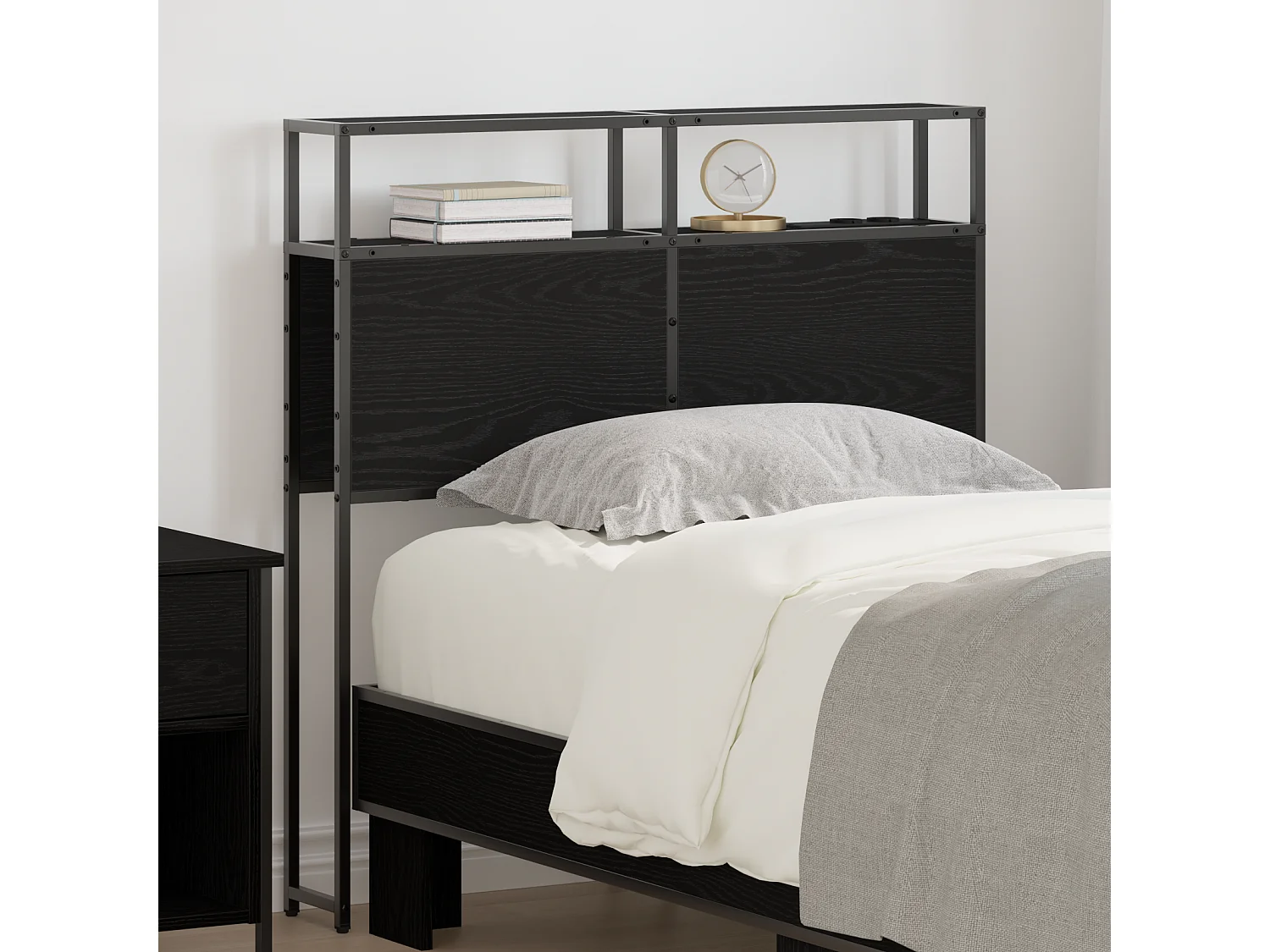 Tête de Lit de rangement | Panneau de tête pour lit Chêne noir 80 cm Bois d'ingénierie