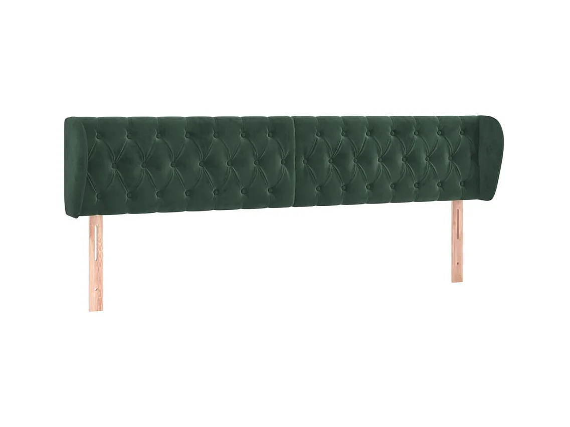 Tête de Lit | Panneau de tête pour lit Moderne avec oreilles Vert foncé 183x23x78/88 cm Velours