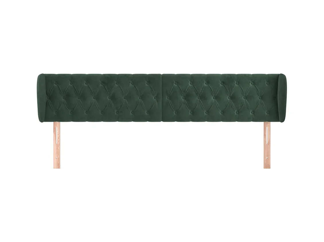 Tête de Lit | Panneau de tête pour lit Moderne avec oreilles Vert foncé 183x23x78/88 cm Velours