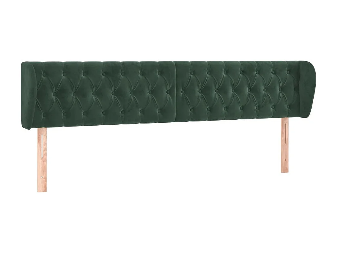 Tête de Lit | Panneau de tête pour lit Moderne avec oreilles Vert foncé 183x23x78/88 cm Velours
