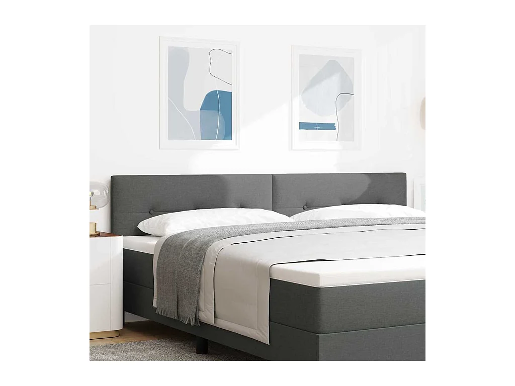 Mueble cabecero | Cabecero | Cabezal de cama LED con luces de tiras LED Gris oscuro 200 cm tela