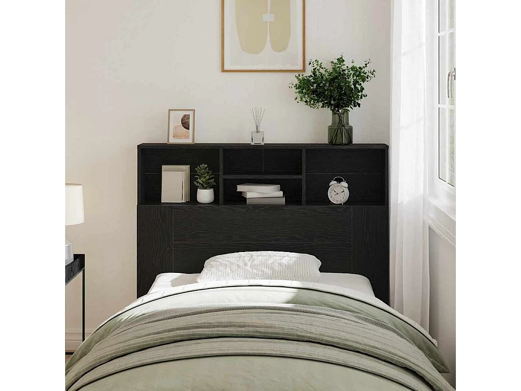 Cabinet de Tête de Lit | Commode de tête de lit Chêne noir 120 x 19 x 103.5 cm