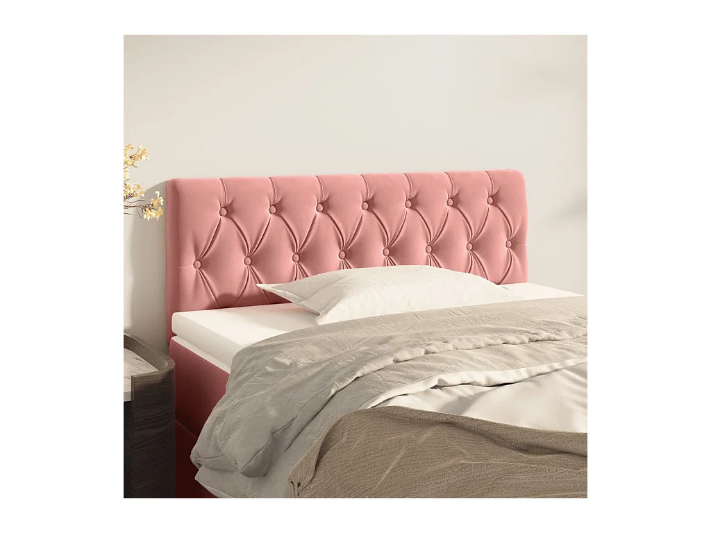 Mueble cabecero | Cabezal de cama | Cabecero de terciopelo rosa 90x7x78/88 cm