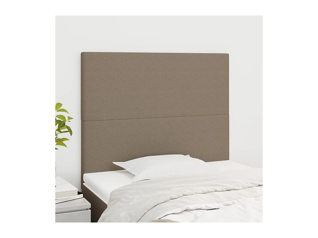 Cabeceros | Cabezal de cama | Mueble de cabecero 2 unidades tela gris taupe 80x5x78/88 cm