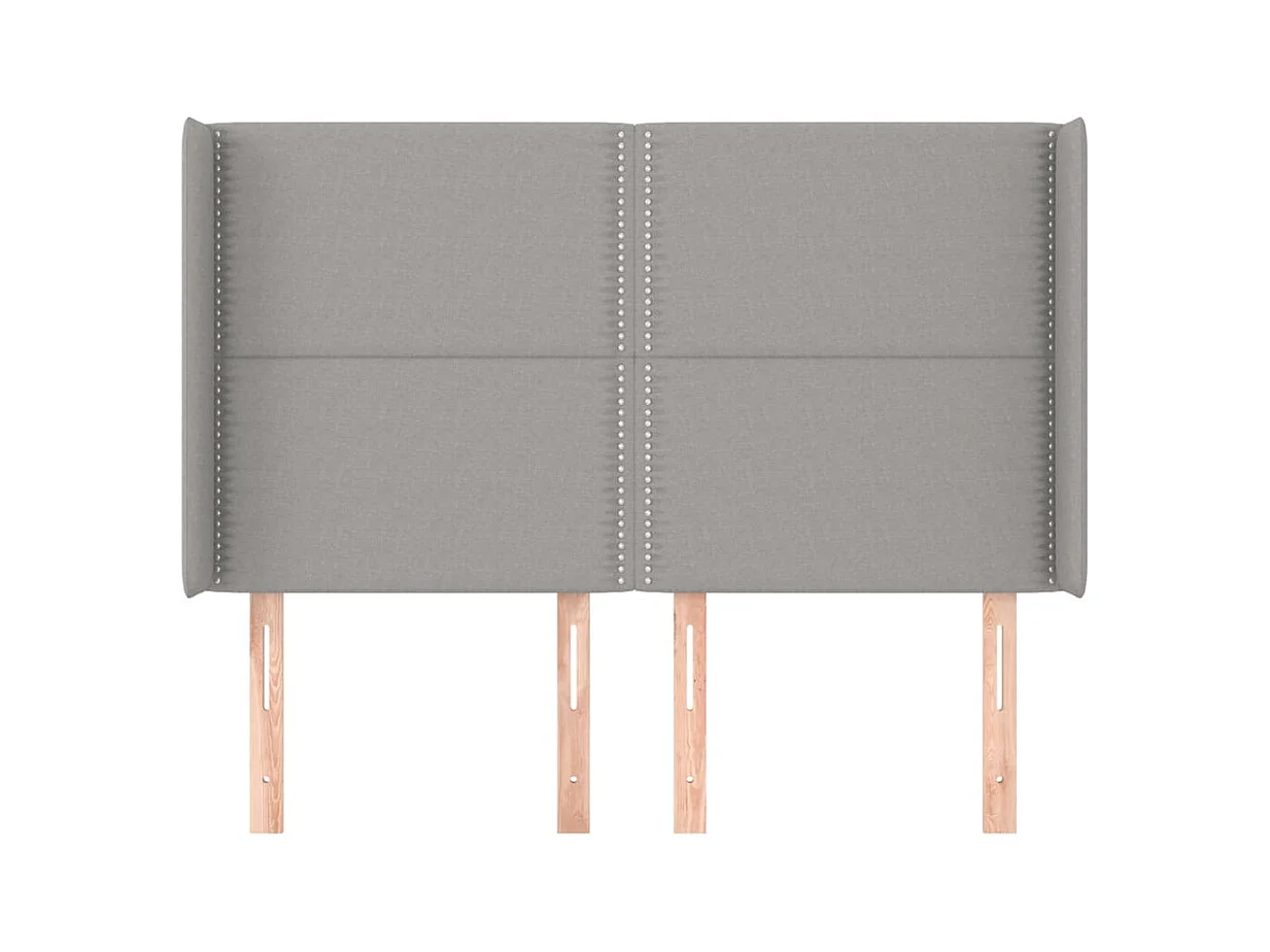 Cabecero | Cabezal de Cama | Mueble cabecero con orejas de tela gris claro 147x16x118/128 cm