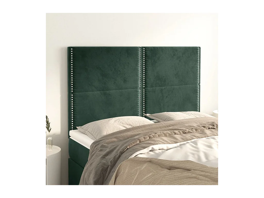 Têtes de lit | Panneaux de tête pour lit Moderne 4 pcs Vert foncé 72x5x78/88 cm Velours