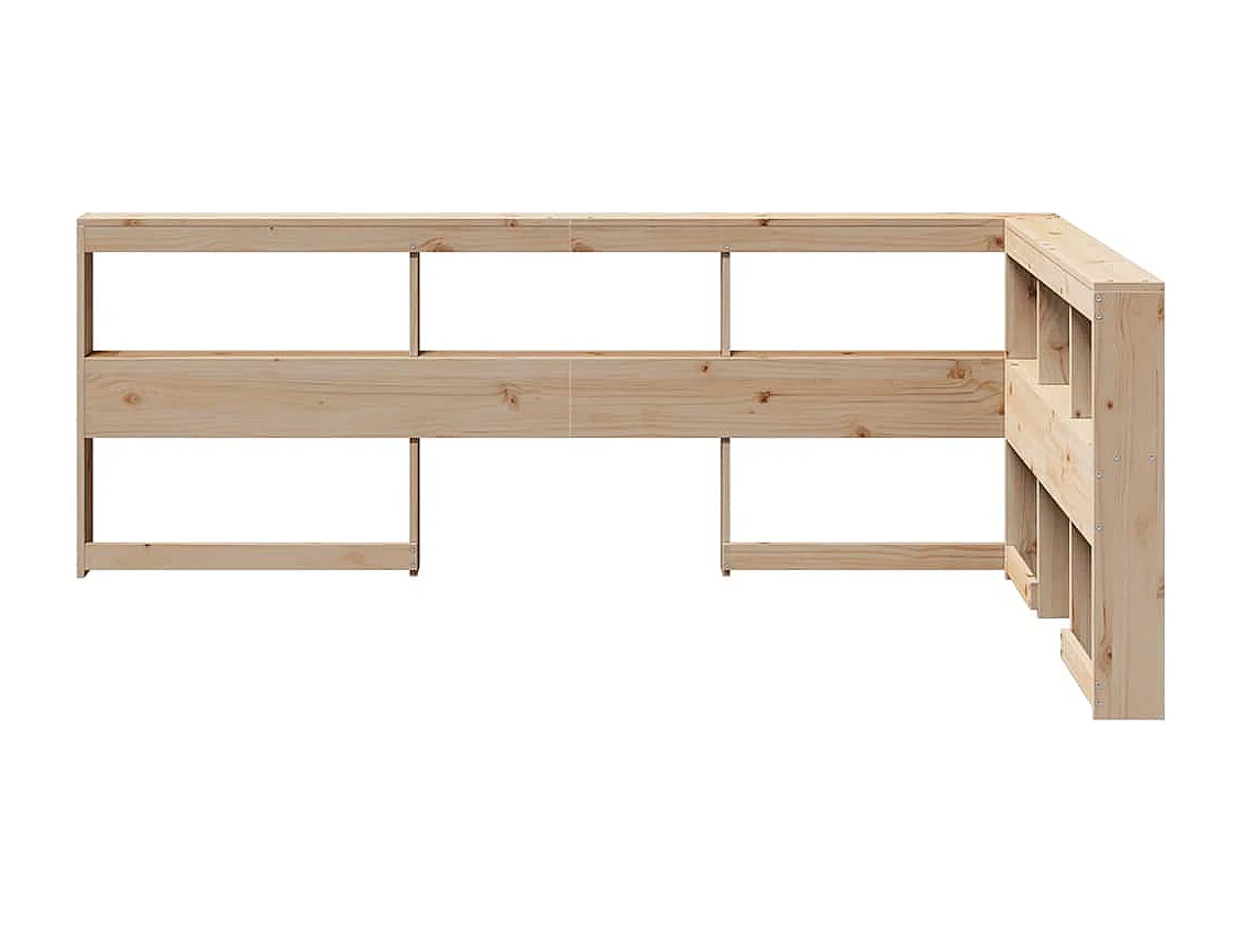 Mueble cabecero | Cabecero | Cabezal de cama librería en forma de L madera maciza de pino 120 cm