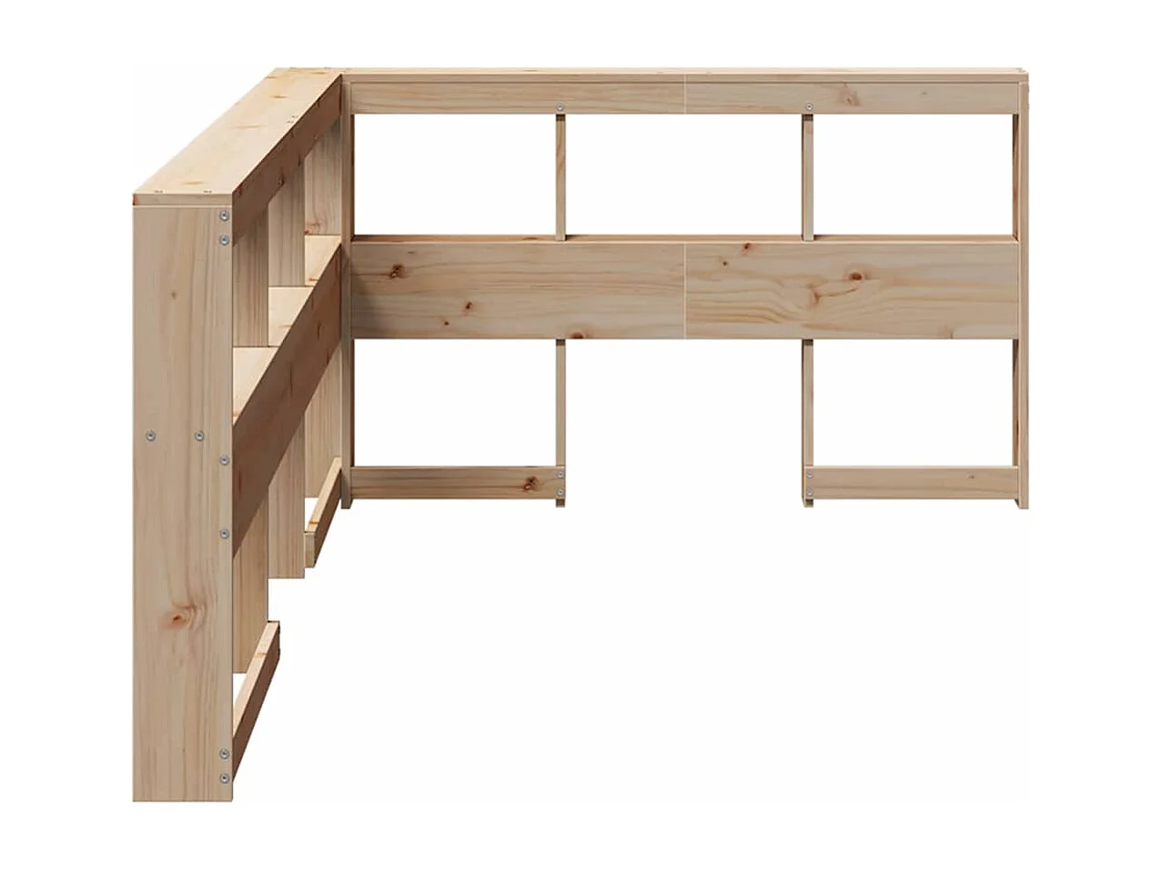 Mueble cabecero | Cabecero | Cabezal de cama librería en forma de L madera maciza de pino 120 cm