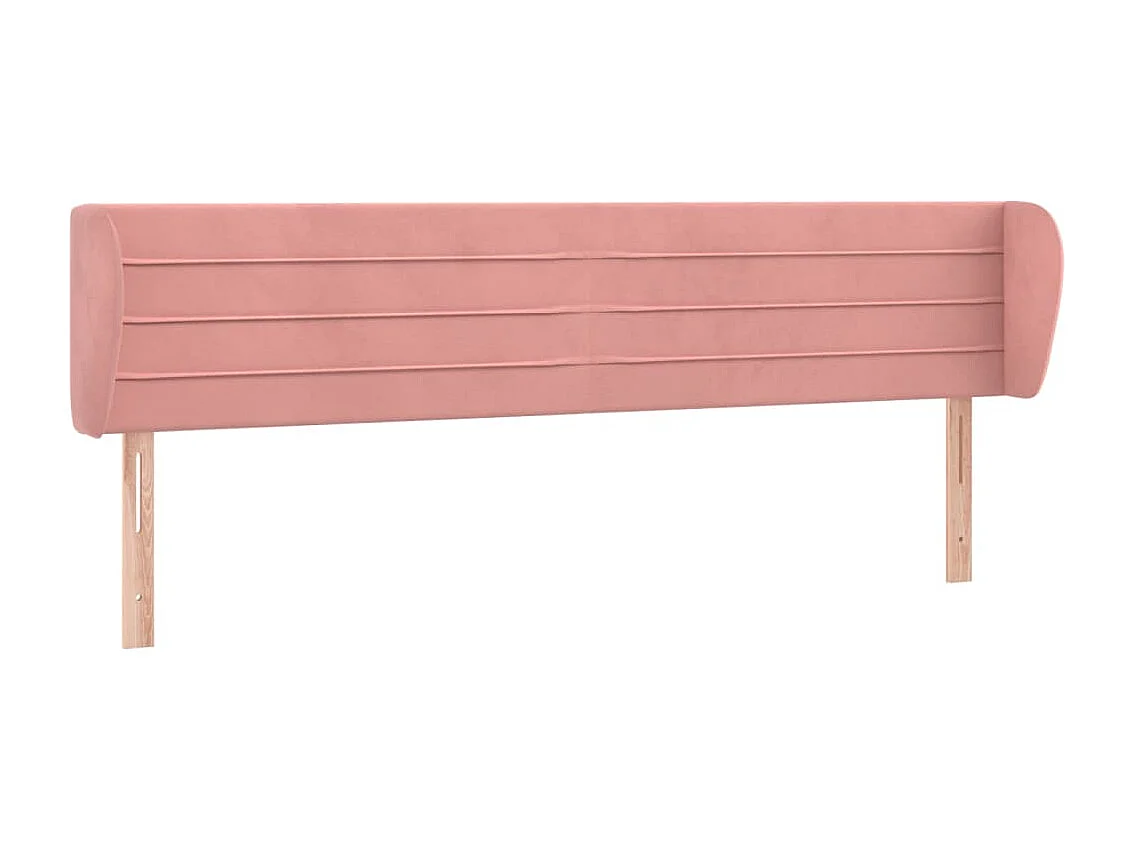 Tête de Lit | Panneau de tête pour lit Moderne avec oreilles Rose 203x23x78/88 cm Velours