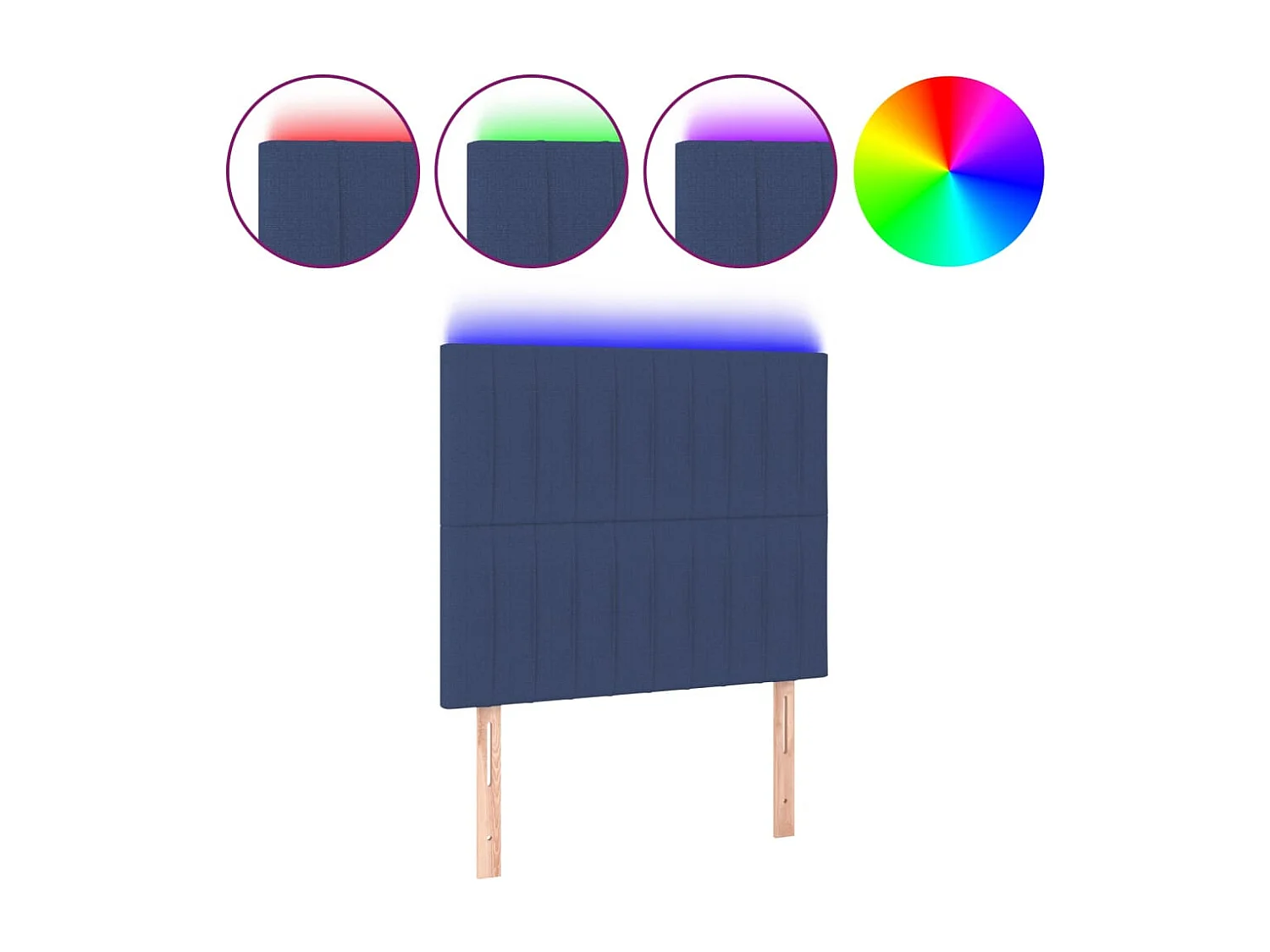 Hoofdbord | Hoofdeinde LED 100x5x118/128 cm stof blauw