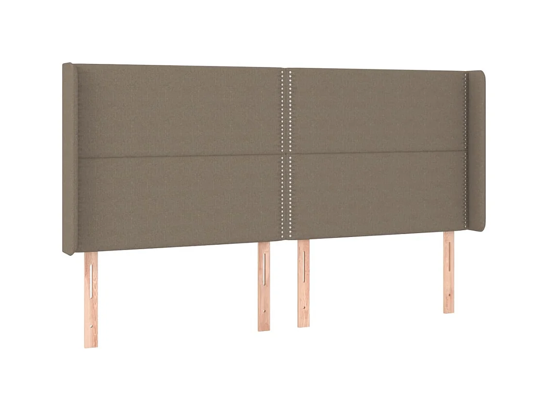 Mueble cabecero | Cabezal de cama | Cabecero con LED de tela gris taupe 183x16x118/128 cm