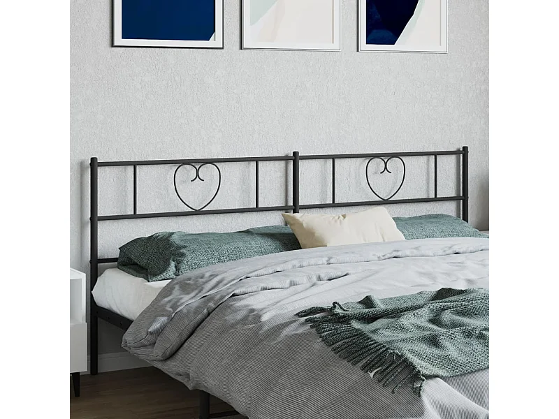 Tête de Lit | Panneau de tête pour lit Moderne métal noir 200 cm