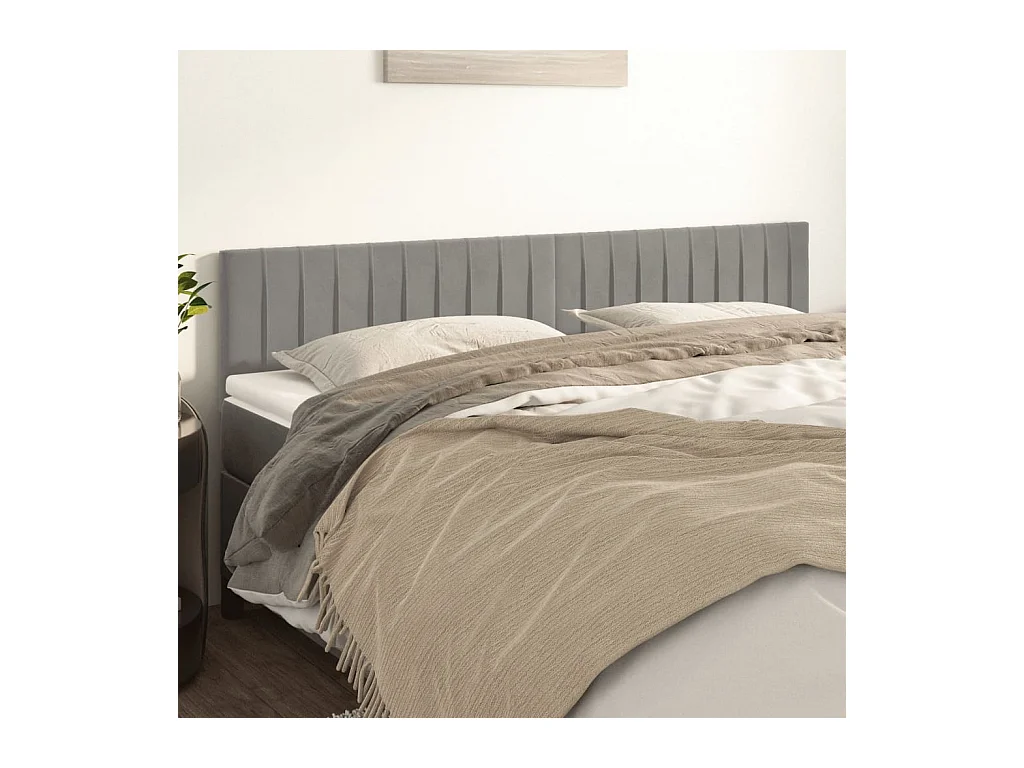 Têtes de lit | Panneaux de tête pour lit Moderne 2 pcs Gris clair 100x5x78/88 cm Velours