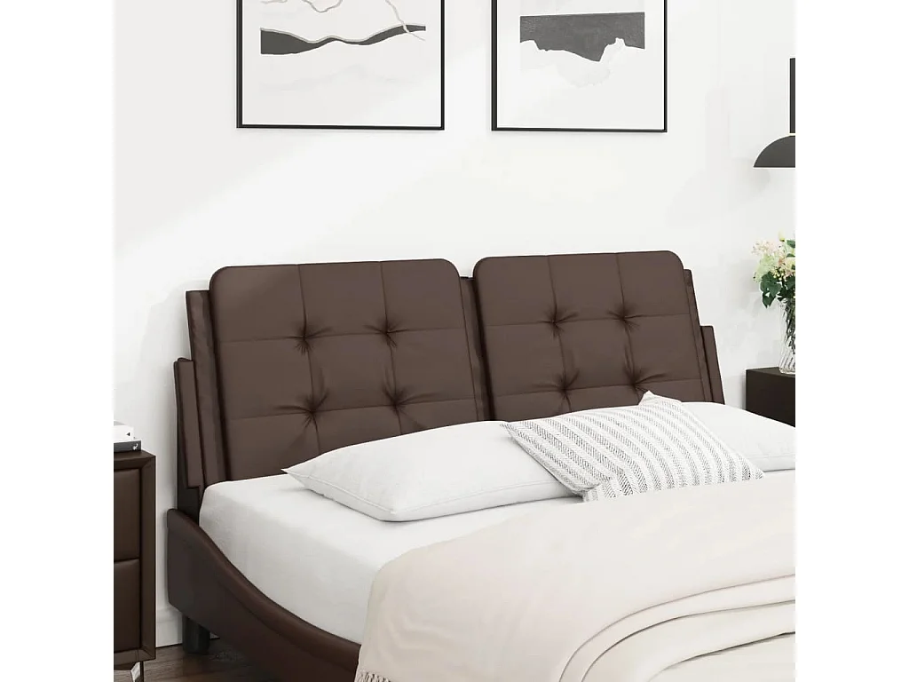 Cabecero de Cama | Cabezal de cama | Mueble de cabecero acolchado Zadar cuero sintético marrón 120 cm