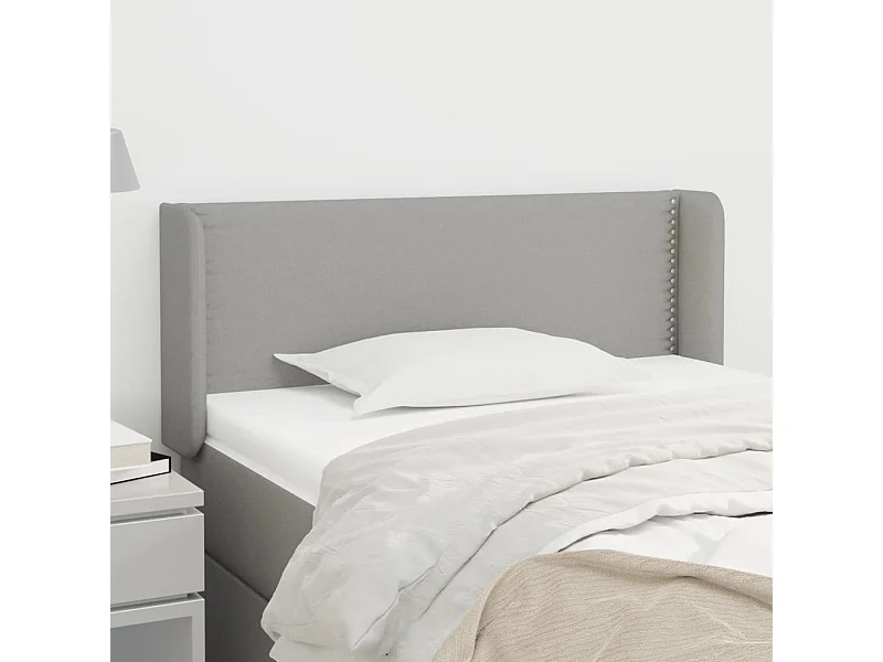 Mueble cabecero | Cabezal de cama | Cabecero de tela gris claro 93x16x78/88 cm