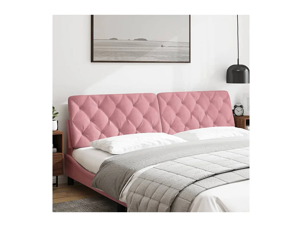 Tête de lit | Coussin de tête de lit | Tête de lit décoratif rose 200 cm velours