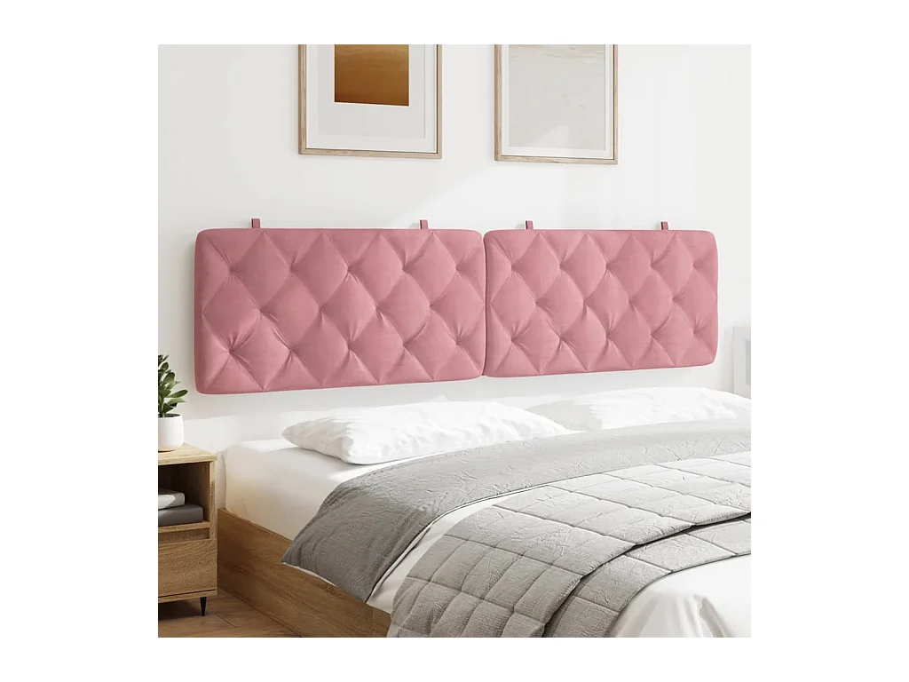 Tête de lit | Coussin de tête de lit | Tête de lit décoratif rose 200 cm velours