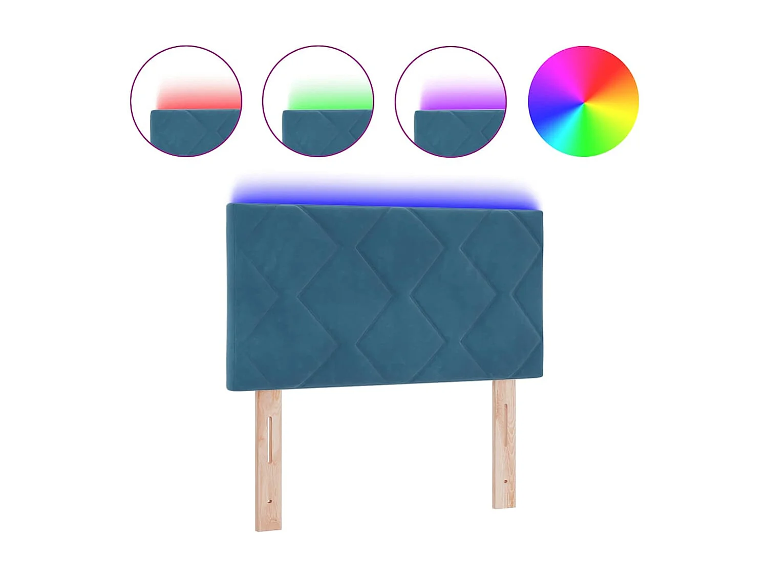 Tête de Lit | Panneau de tête pour lit Moderne LED Geometric Manuel Bleu foncé 80 cm Velours