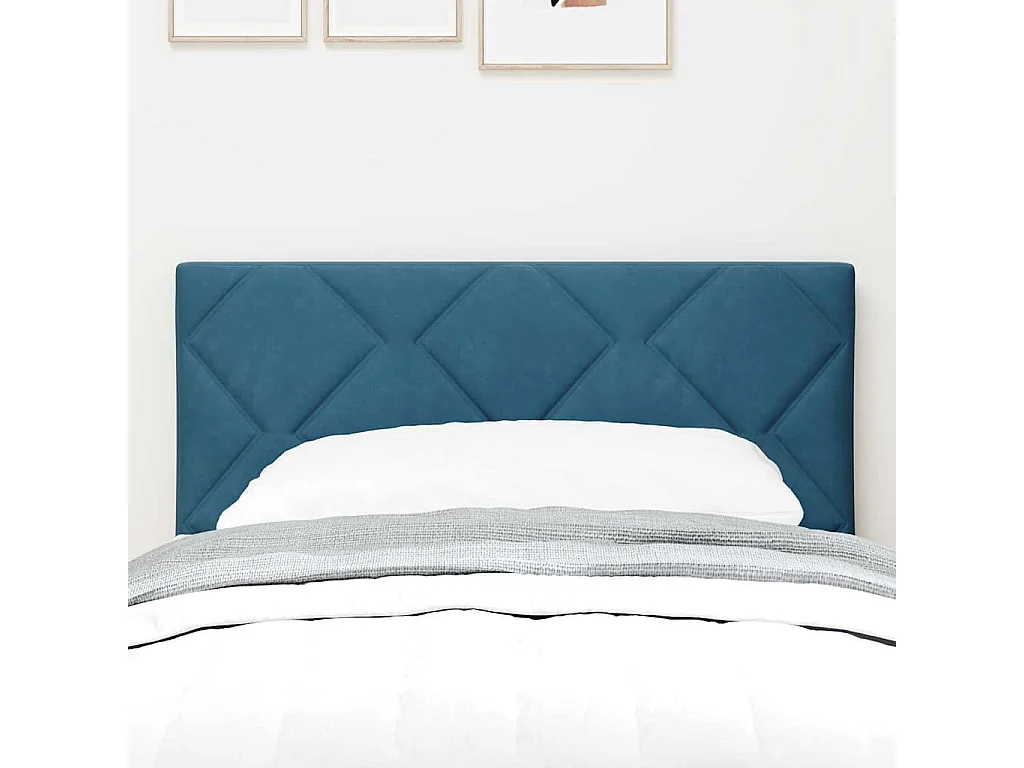 Tête de Lit | Panneau de tête pour lit Moderne LED Geometric Manuel Bleu foncé 80 cm Velours