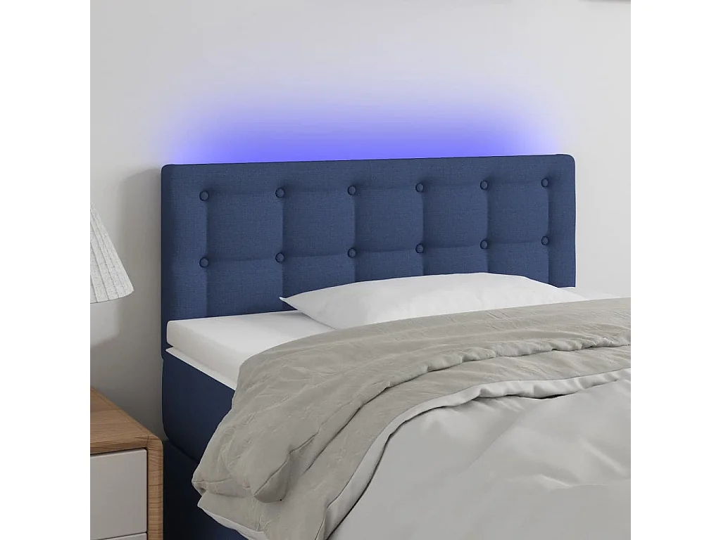 Tête de Lit | Panneau de tête pour lit Moderne à LED Bleu 100x5x78/88 cm Tissu