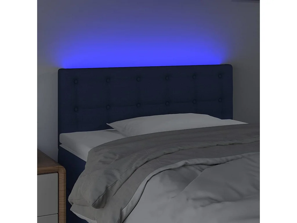 Tête de Lit | Panneau de tête pour lit Moderne à LED Bleu 100x5x78/88 cm Tissu