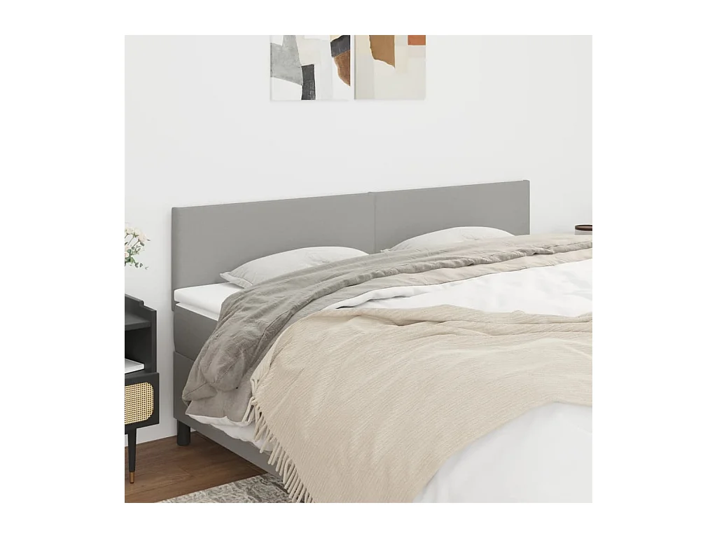 Cabeceros | Cabezal de cama | Mueble de cabecero 2 unidades de tela gris claro 80x5x78/88 cm