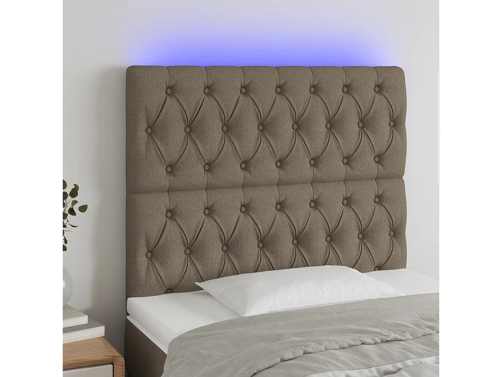 Hoofdbord | Hoofdeinde LED 90x7x118/128 cm stof taupe