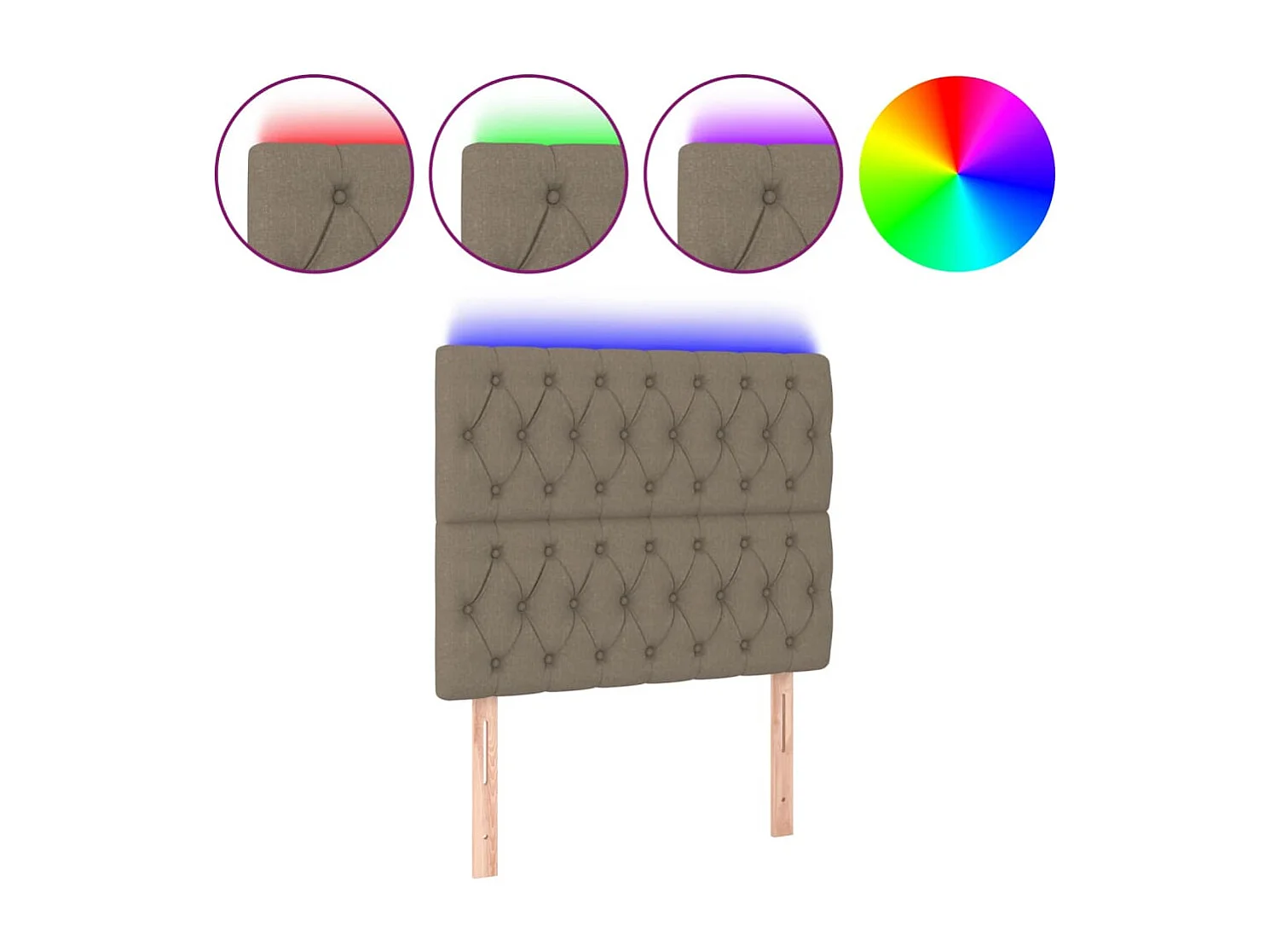 Hoofdbord | Hoofdeinde LED 90x7x118/128 cm stof taupe