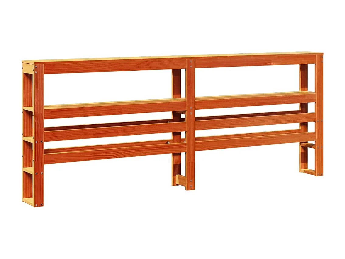 Cabecero de Cama | Cabezal de cama | Mueble de cabecero con estantes madera maciza pino marrón 200 cm