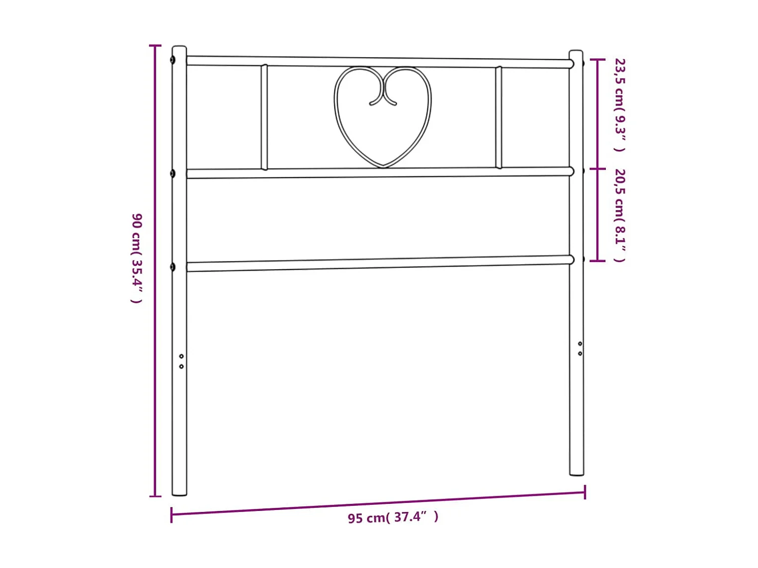 Mueble cabecero | Cabezal de cama | Cabecero de metal blanco 90 cm