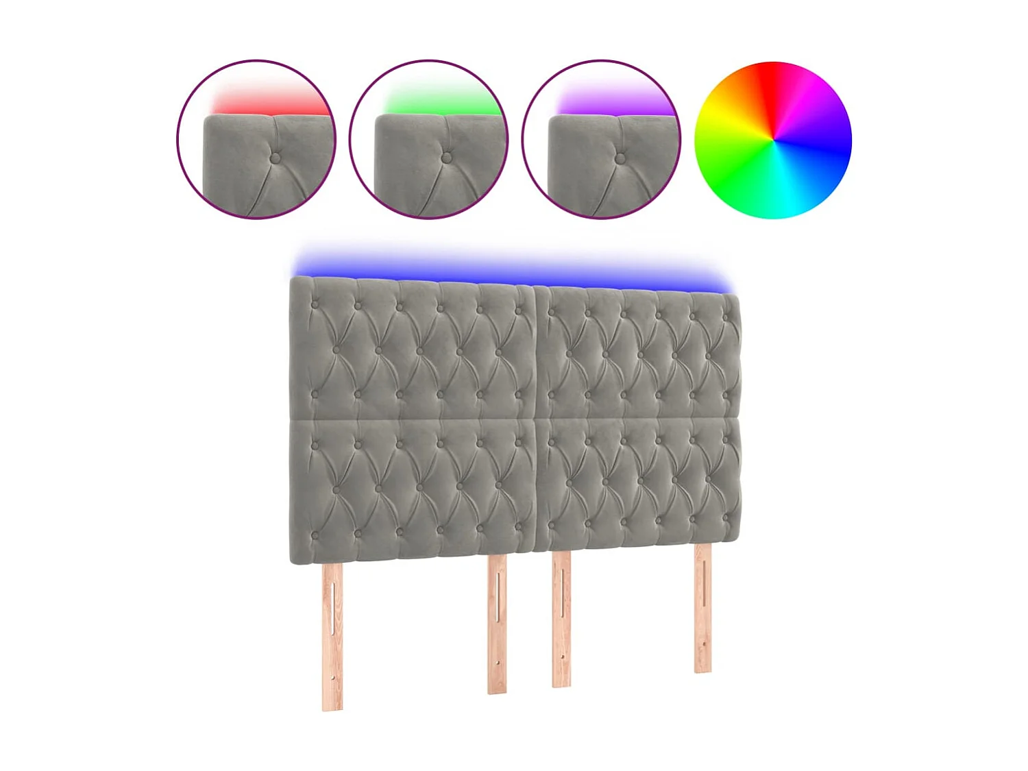 Hoofdbord | Hoofdeinde LED 144x7x118/128 cm fluweel lichtgrijs