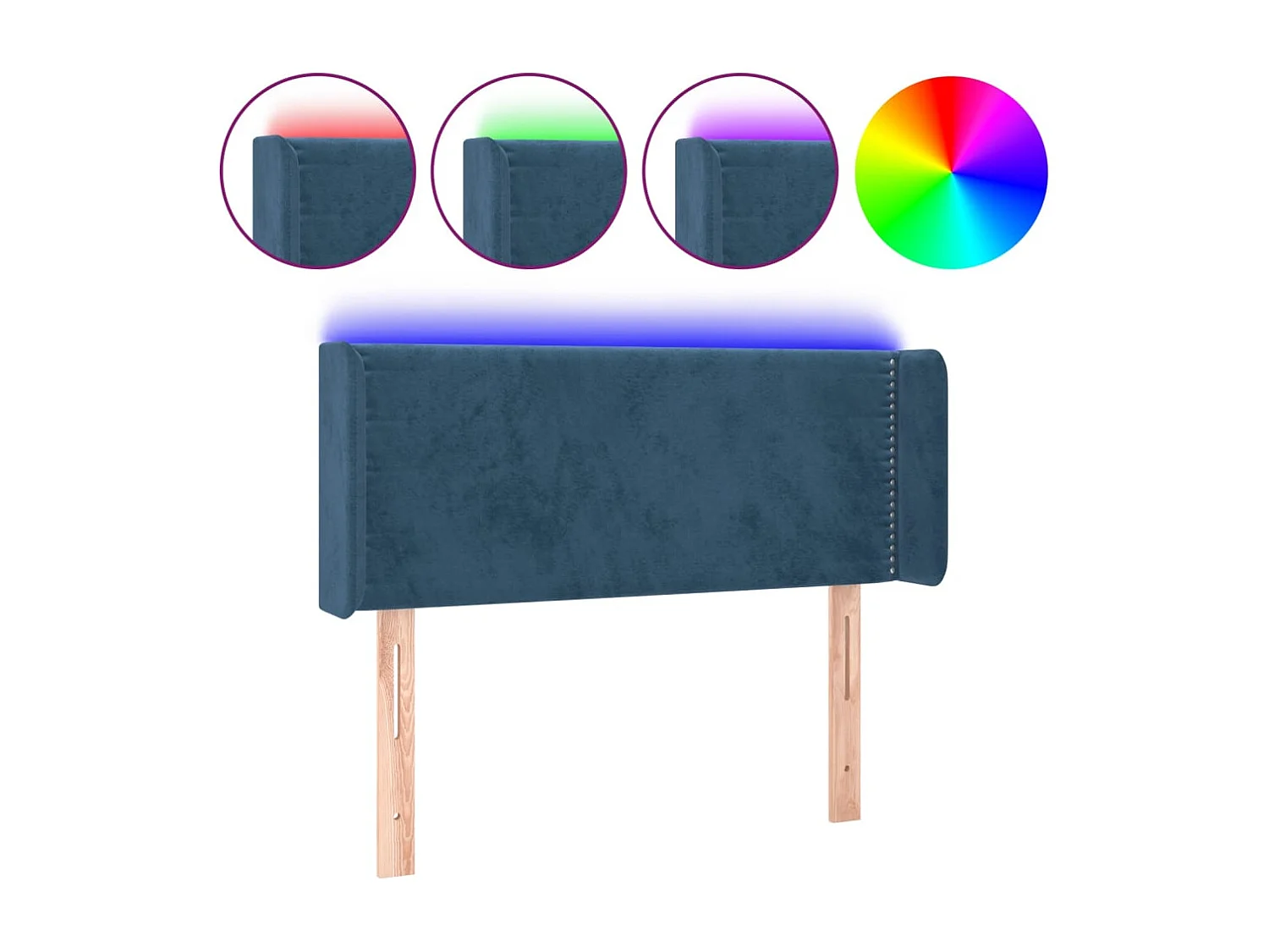 Hoofdbord | Hoofdeinde LED 103x16x78/88 cm fluweel donkerblauw