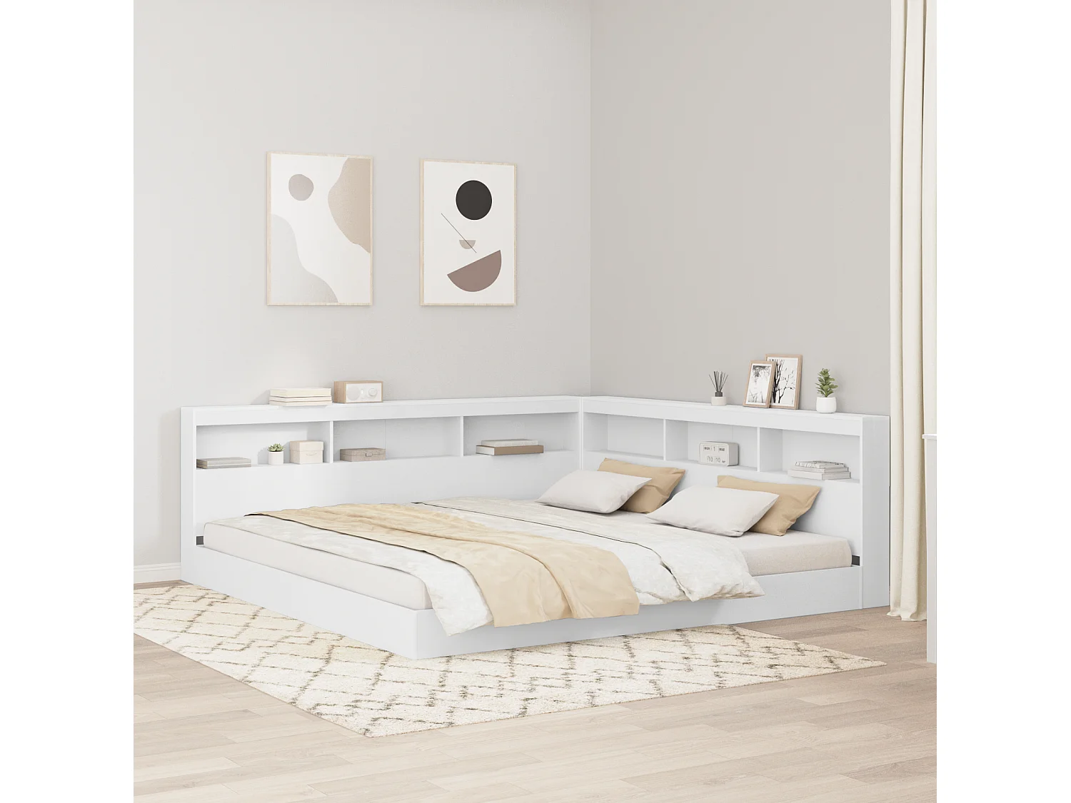 Tête de Lit de rangement | Panneau de tête pour lit Blanc 180 cm Bois d'ingénierie