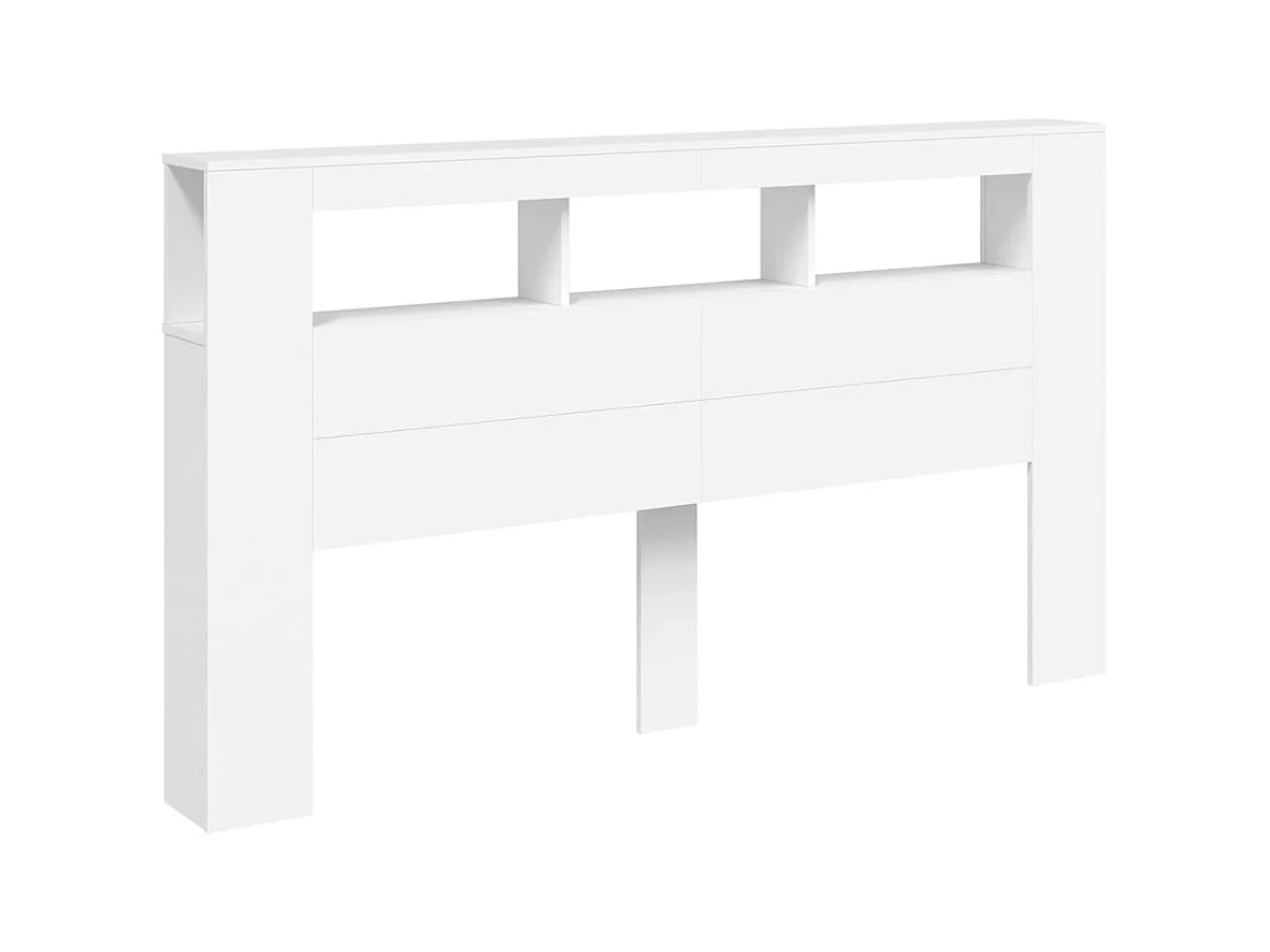 Cabecero | Cabezal de Cama | Mueble cabecero con LED madera de ingeniería blanco 180x18,5x103,5 cm