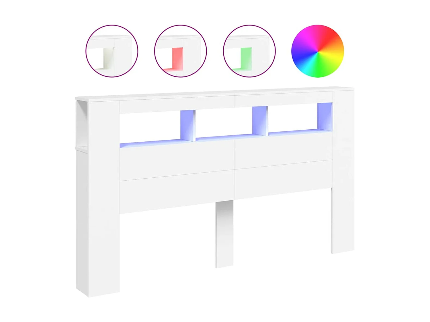 Tête de Lit | Panneau de tête pour lit Moderne à LED blanc 180x18,5x103,5 cm bois d'ingénierie