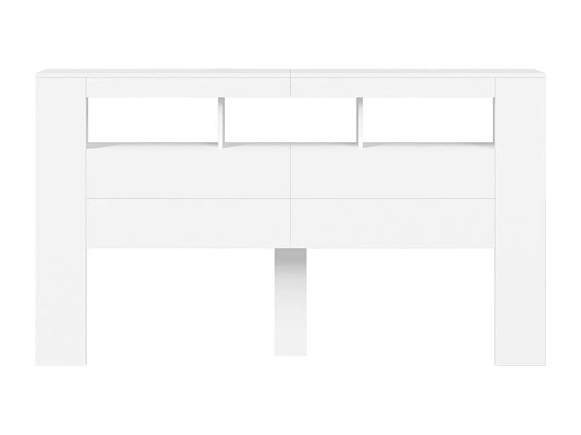 Tête de Lit | Panneau de tête pour lit Moderne à LED blanc 180x18,5x103,5 cm bois d'ingénierie