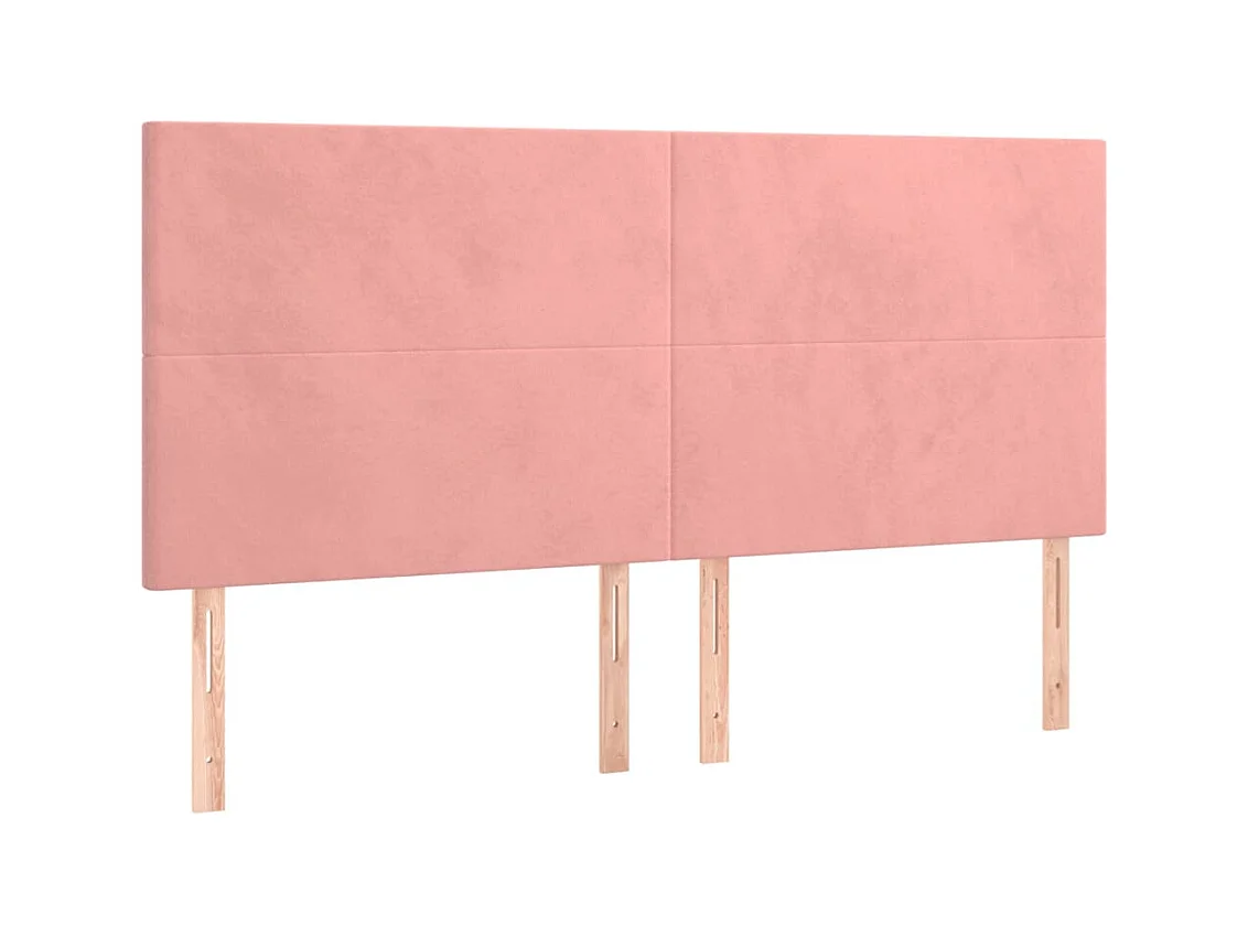 Cabecero | Cabezal de Cama | Mueble cabecero con luces LED terciopelo rosa 200x5x118/128 cm